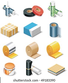 Vector building products icons. Part 2. Insulation