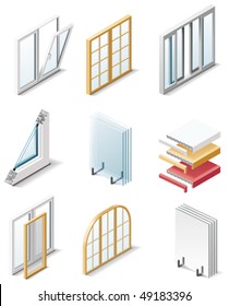 Vector building products icons. Part 4. Windows