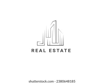 Construcción de vectores Logotipo inmobiliario, elemento. Arquitectura de iconos de la construcción de estilo moderno. Diseño de logotipo sencillo.