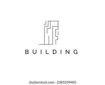 Vektorbau Immobilien Logo, Element. Symbol für Architektur im modernen Stil. Kunstdesign von Building Line.
