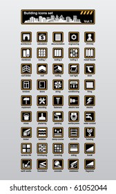 Vector building and reconstruction icons set