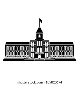 Vector Building Silhouette Isolated On White Background