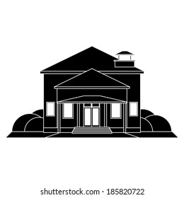 Vector Building Silhouette Isolated On White Background