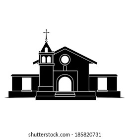 Vector Building Silhouette Isolated On White Background