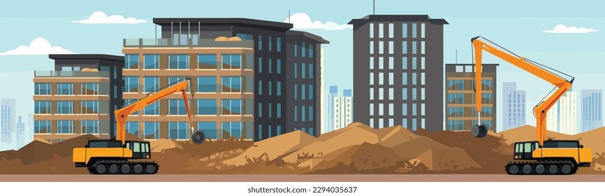 Vector building site wide illustration