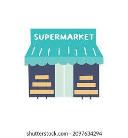 Vector building supermarket hand drawn naive art