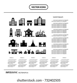 vector buildings icon info graphic set  