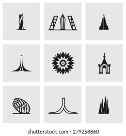 Vector Buildings icon set on gray background