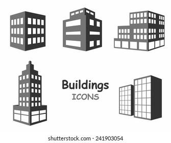 Vector buildings icons. Set of buildings