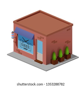 Vector buildings isometric barber shop