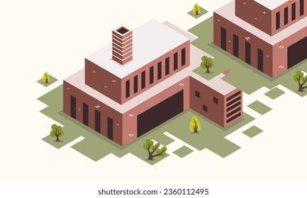 Edificios vectores con vector de diseño de estilo isométrico