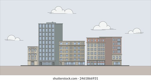 Vector Buildings landscape design illustration