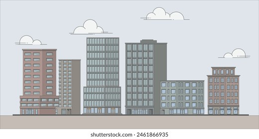 Vector Buildings landscape design illustration