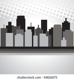 vector buildings on gray background