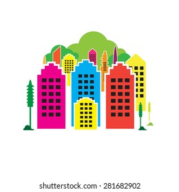 vector buildings on white background