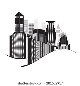 vector buildings on white background