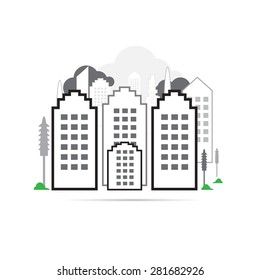 vector buildings on white background