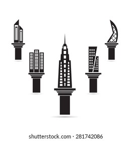 vector buildings on white background