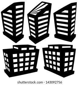 Vector buildings silhouettes on white background