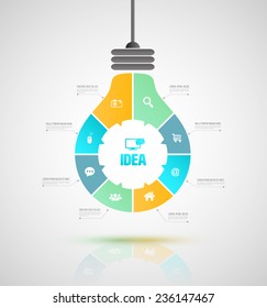 Vector bulb business concepts with icons. can use for infographic, loop business report or plan, modern template, education template, business brochure, system diagram. Vector illustration.