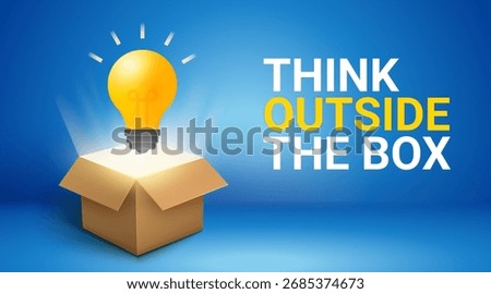 Vector bulb creative box innovation idea. Bulb startup studio box logo illustration concept design.