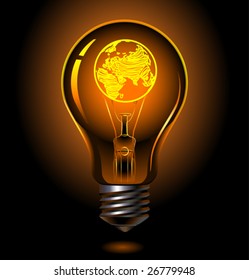 vector bulb with earth inside ( europe)