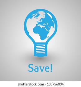 Vector bulb Earth paper illustration to save energy