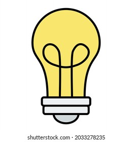 Vector Bulb Filled Outline Icon Design

