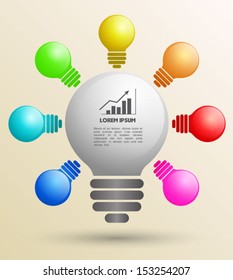 Vector bulb group idea for business concepts / can use for info-graphic / advertising printing / website / modern template / education template / business brochure /  system diagram 