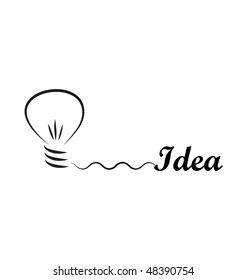 vector bulb with idea word isolated on white background