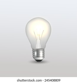 Vector Bulb Isolated on Grey Gradient Background. Vector. 