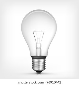 Vector Bulb Isolated on Grey Gradient Background. Vector.