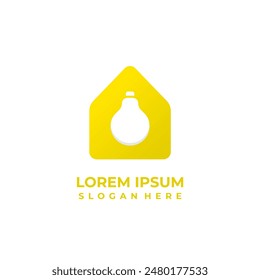 Vector bulb lamp and house logo