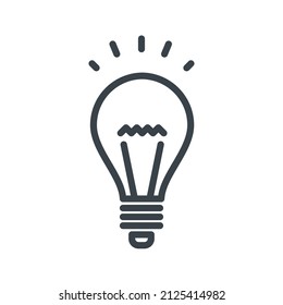 Icono de la línea de la bombilla del vector aislado en fondo transparente. Conducta de luz. Símbolo si idea, educación e iluminación.