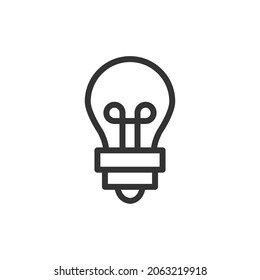 Icono de línea de la bombilla del vector. Símbolo con estilo de contorno de moda. Ilustración vectorial aislada en un fondo blanco. 