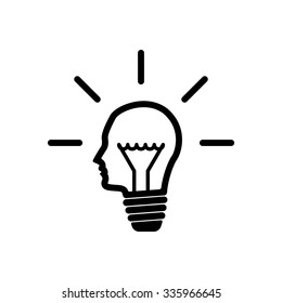 vector bulb silhouette head