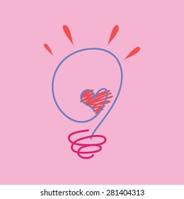Vector bulb stripes and a heart in the middle.