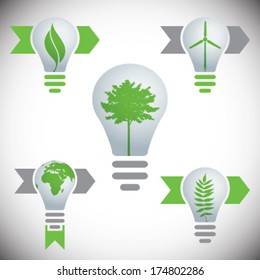 Vector bulbs with eco signs