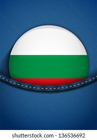 Vector - Bulgaria Flag Button in Jeans Pocket