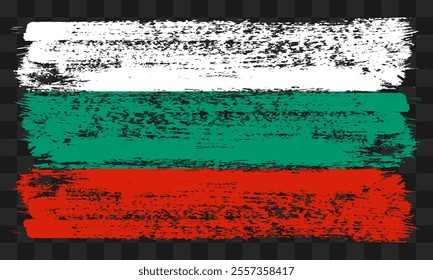 Vector Bulgaria flag in grunge style on transparent background