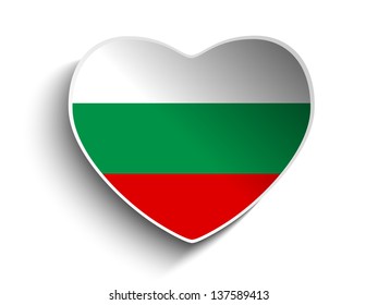 Vector - Bulgaria Flag Heart Paper Sticker