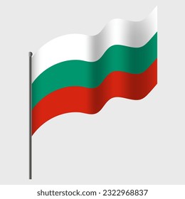 Vector Bulgaria flag. Waved Flag of Bulgaria. Bulgaria emblem, icon.