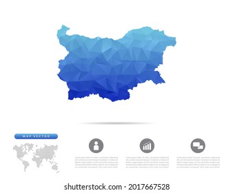 Vector Bulgaria map blue polygon triangle mosaic for presentation. Creative concept for infographic.