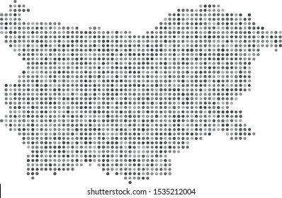 Vector Bulgaria map filled with a texture of orthogonally arranged gray circles