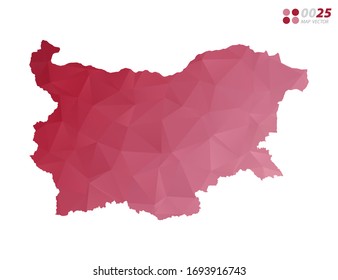 Vector of Bulgaria map red polygon triangle mosaic with white background. style gradient.