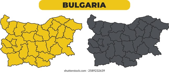 Vector Bulgaria outline illustration map set