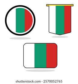 Vector Bulgaria set of flag banner Bulgaria flag with white background Vector illustration design Bulgaria independence day banner design