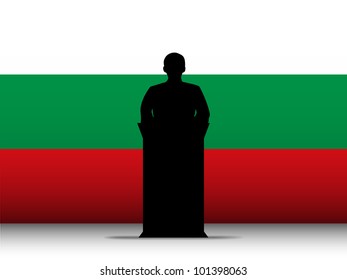 Vector - Bulgaria  Speech Tribune Silhouette with Flag Background