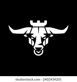 Vector Bull Castle logo icon with animal