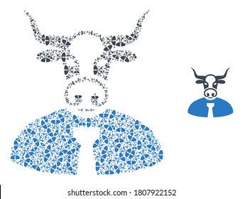 Vector bull chief mosaic is created from random recursive bull chief parts. Recursive mosaic from bull chief.